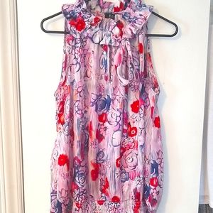 Artistic floral sleeveless blouse size XL
